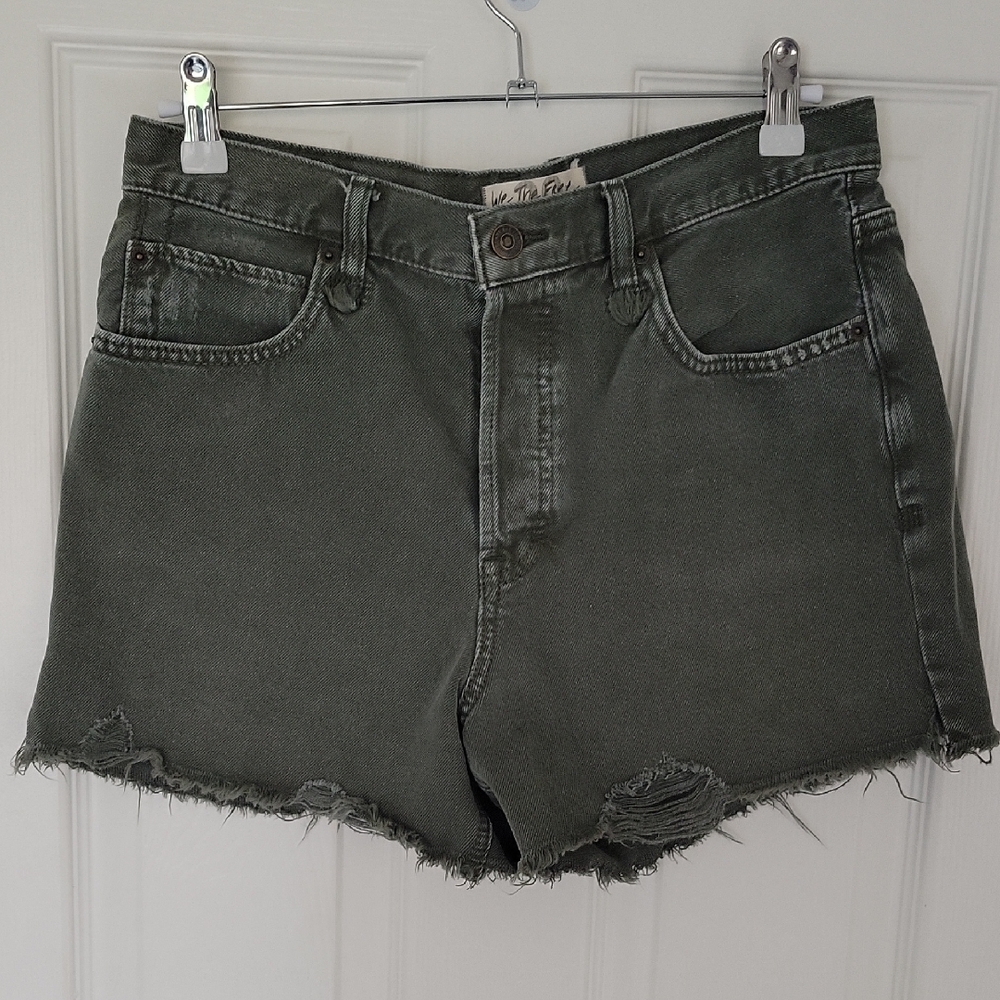 High-Waisted Distressed Denim Shorts